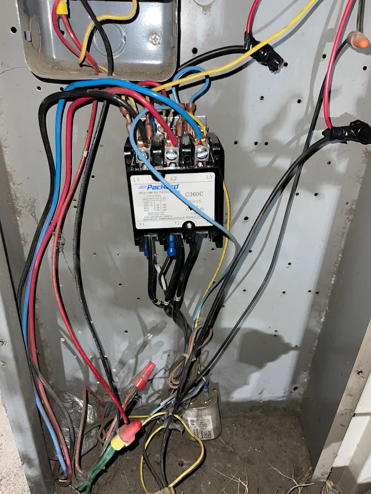 Contactor wiring being replaced in an air handler