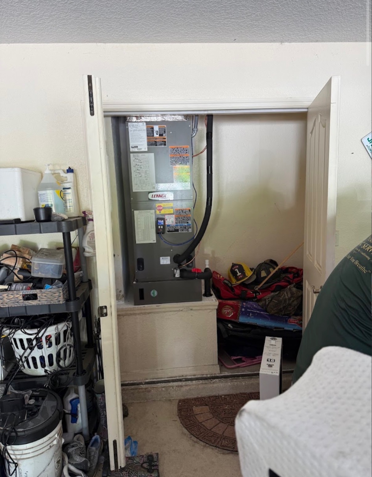 Lennox air handler installed in a home closet